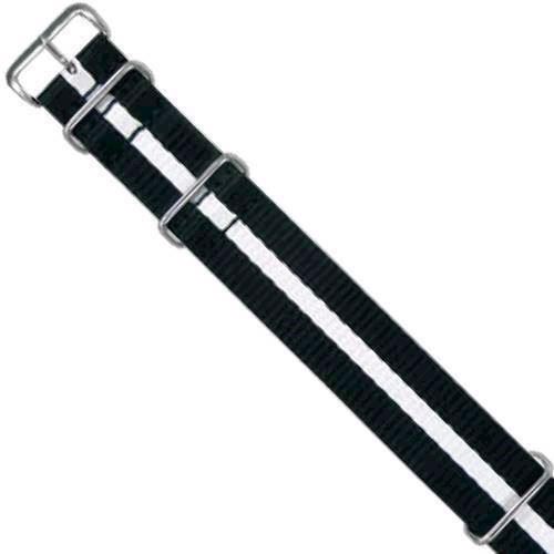 Image of Sort og hvid nato urrem 18-24 mm